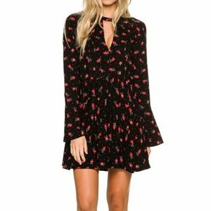 NWT Freepeople Black Cutout Dress w/ Red F…